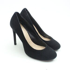 Pour la Victoire Womens Sz 8 Black Suede Vero Cuoio Leather Pumps Stiletto Heels